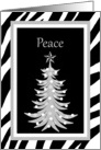 Christmas Silver Decorated Xmas Tree in Zebra Print Frame card