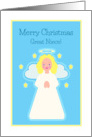 Christmas for Great Niece Sweet Child Angel with Stars card