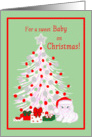 Baby Christmas White Cat in Santa Hat with Tree and Gifts card