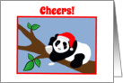 Christmas Cheers Panda Bear in Santa Hat with Wine card