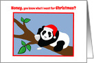 Christmas Husband Humor Panda Bear in Santa Hat with Wine card