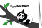 New Year Panda Bear in Hat w Champagne Toast card