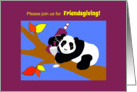 Invitation Friendsgiving Panda Bear w Wine Toast in Tree card