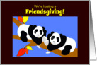 Invitation Friendsgiving Panda Bear w Wine Toast in Tree card