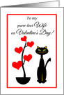 Wife Valentine’s Day Cat with Red Heart Tree card