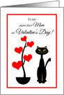 Mother Mum Valentine’s Day Cat with Red Heart Tree card
