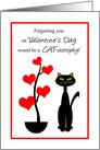 Humor Valentine’s Day Cat with Red Heart Tree card