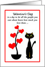 General Valentine’s Day Cat with Red Heart Tree card