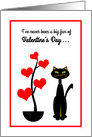 Valentine’s Day Cat with Red Heart Tree card