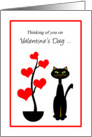 Friend w Benefits Valentine’s Day Cat with Red Heart Tree card