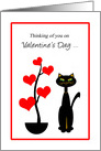 Couple’s 1st Valentine’s Day Cat with Red Heart Tree card