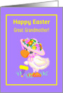 Great Grandmother Easter Cute Duck w Bonnet and Parasol card