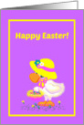 General Easter Cute Duck w Bonnet and Basket card