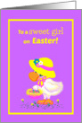KidsGirl Easter Cute Duck w Bonnet and Basket card