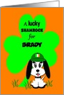 Personalized Name Puppy with Green Shamrock and Hat card