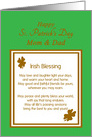 Parents St. Patrick’s Day Irish Blessing with Gold Shamrocks card