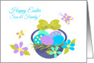 Son FamilyEaster Basket w Colored eggs, Flowers and Butterflies card