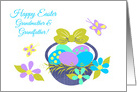 Grandparents Easter Basket, Colored eggs,Flowers,Butterflies card