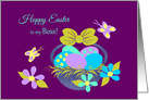 Boss Easter Basket, Colored eggs,Flowers,Butterflies card