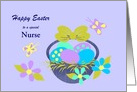 Easter Custom Occupation Basket, Colored eggs, Flowers, Butterflies card