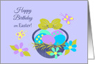 Birthday Easter Basket, Colored eggs, Flowers, Butterflies card