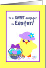 Daughter Easter for Girl Chick, Basket, Colored Eggs and Flowers card