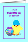 Kids Easter Baby Chick, Basket, Colored Eggs card