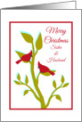 Christmas for Sister and Husband Red Cardinals in Tree card