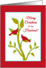 Husband Christmas Red Cardinals in Tree card