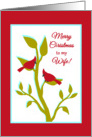 Wife Christmas Red Cardinals in Tree card
