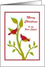 Custom Occupation Hair Stylist Christmas Red Cardinals in Tree card