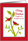 Daughter Wife Lesbian Christmas Red Cardinals in Tree card