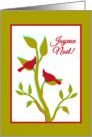 French ChristmasJoyeux Noel Red Cardinals in Tree card