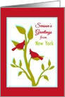 Custom Personalized Christmas Red Cardinals in Tree card