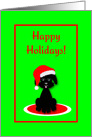 Christmas Black Toy Poodle Dog in Red Santa Hat card