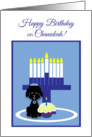 Chanukah Birthday Black Toy Poodle Dog in Yarmulke card