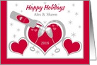 Christmas Custom Name Hearts and Toasting Champagne Glasses card