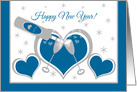 Miss You on New Year’s Hearts and Toasting Champagne Glasses card