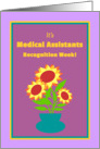 Medical Assistants Recognition Sunflowers in Blue Vase card