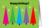 Christmas Happy Holidays Colorful Trees And Snowflakes card