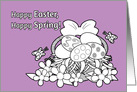 Easter Coloring Book Basket of Eggs w Flowers and Butterflies card