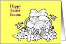 Custom Name Easter Coloring Book Basket of Eggs Flowers Butterflies card