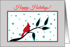 Christmas Happy Holidays Red Cardinal on Branch card