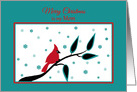 Mother Christmas Red Cardinal Bird on Branch with Snowflakes card