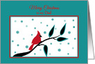 Father Christmas Red Cardinal Bird on Branch with Snowflakes card