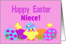 Niece Easter Cute Chick Colorful Painted Eggs card