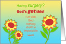 Surgery Encouragement Sunflowers and Bible Quote card