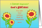 Cancer Encouragement Sunflowers and Bible Quote card