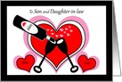 Son and Daughter-in-law Custom Valentines Champagne and Hearts card