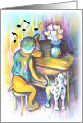 Feel Better Vasectomy Dog Playing Piano Illustration card